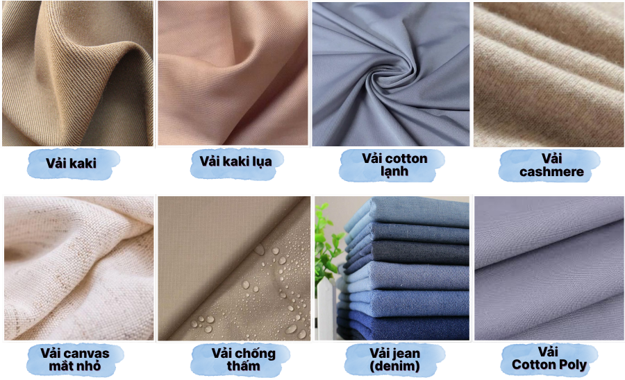 Một số loại vải phổ biến được sử dụng may đồng phục bếp (nguồn: Internet)