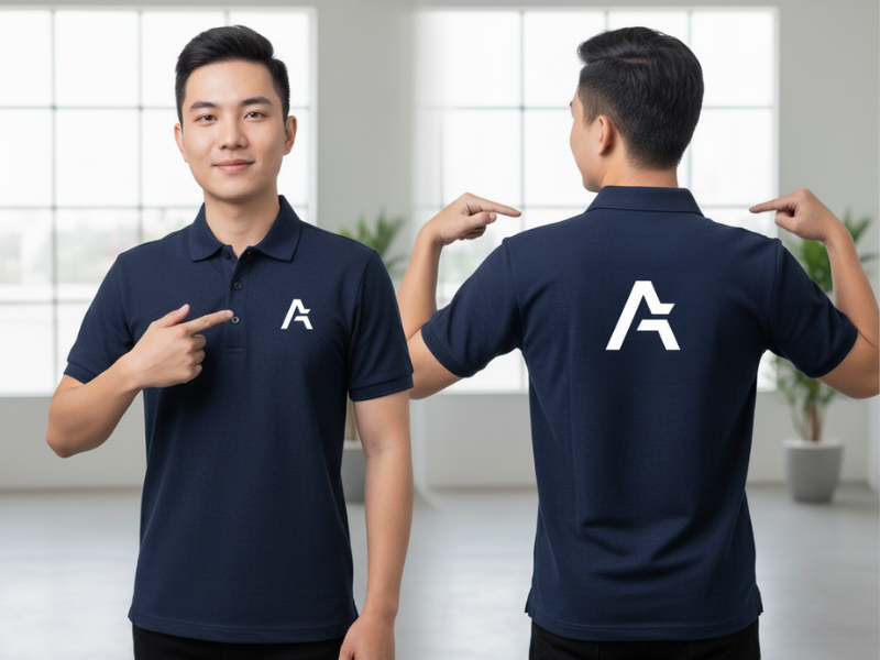 Bạn cần chú ý đến vị trí logo, màu sắc tương phản giữa logo và màu vải để giúp bộ đồng phục đẹp mắt hơn.