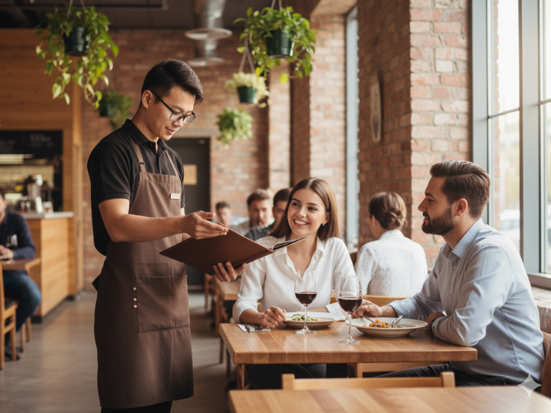 Đồng phục nhân viên phục vụ giúp nhân viên tránh bị bám bẩn và tạo dấu ấn thương hiệu với khách hàng.