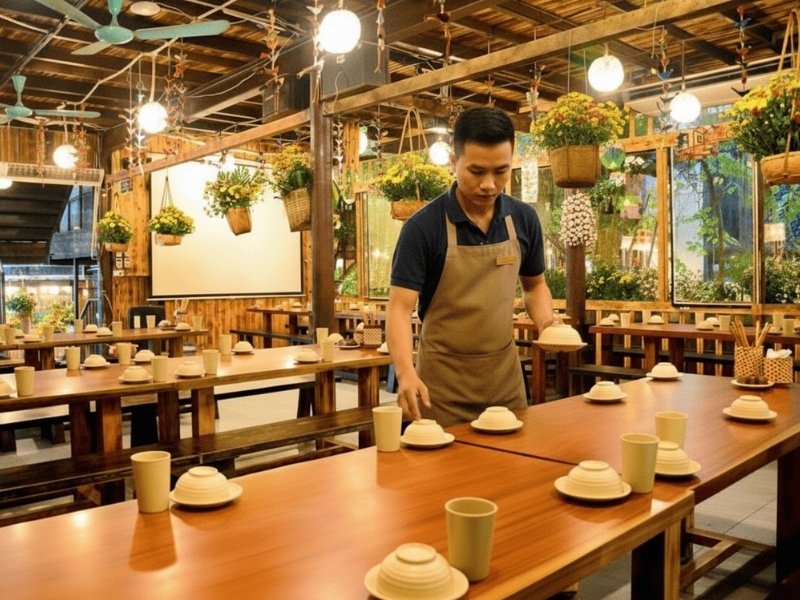 Áo đồng phục polo có thiết kế đơn giản, mang lại sự thoải mái cho nhân viên khi làm việc.