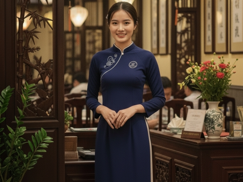 Đồng phục áo dài giúp tạo nên sự duyên dáng và dễ để lại dấu ấn thương hiệu trong tâm trí khách hàng.