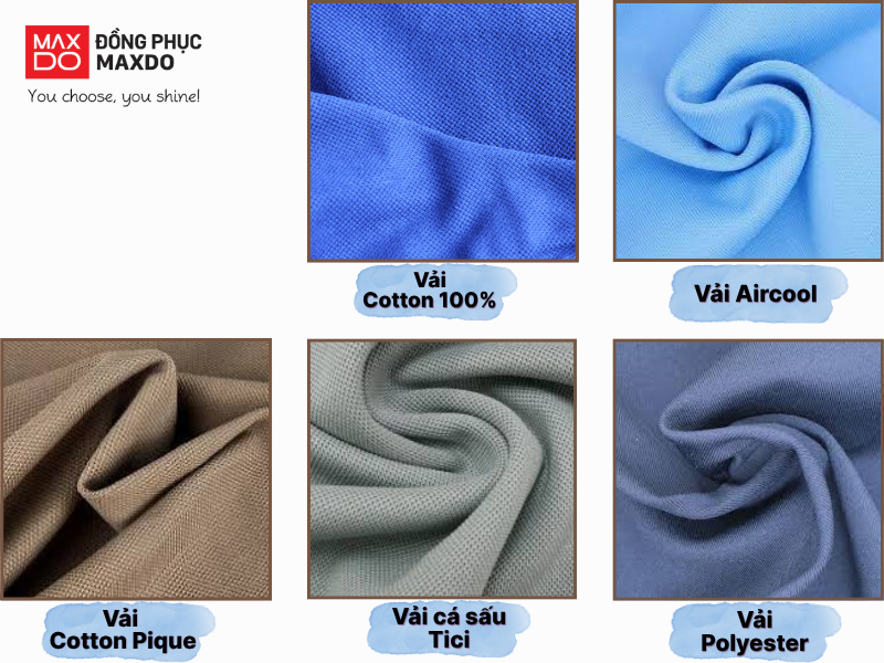 5 chất liệu vải thường được dùng để may áo polo đồng phục.