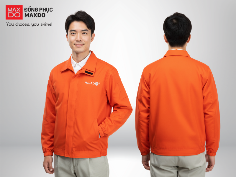 Mẫu đồng phục áo khoác gió màu cam dành cho nhân viên giao vận
