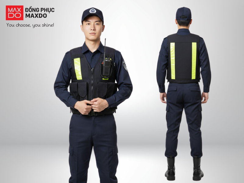 Đồng phục vệ sĩ được thiết kế theo tiêu chuẩn nghề nghiệp, thể hiện tác phong nghiêm túc và kỷ luật của đội ngũ an ninh
