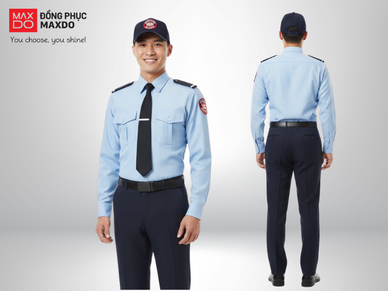 Đồng phục bảo vệ tay dài giúp che nắng, hạn chế bụi bẩn và giữ vẻ ngoài chỉnh chu cho người mặc