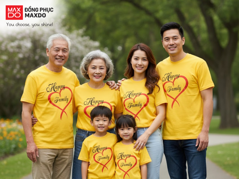 Áo đồng phục gia đình giúp thể hiện sự gắn kết tình cảm của các thành viên