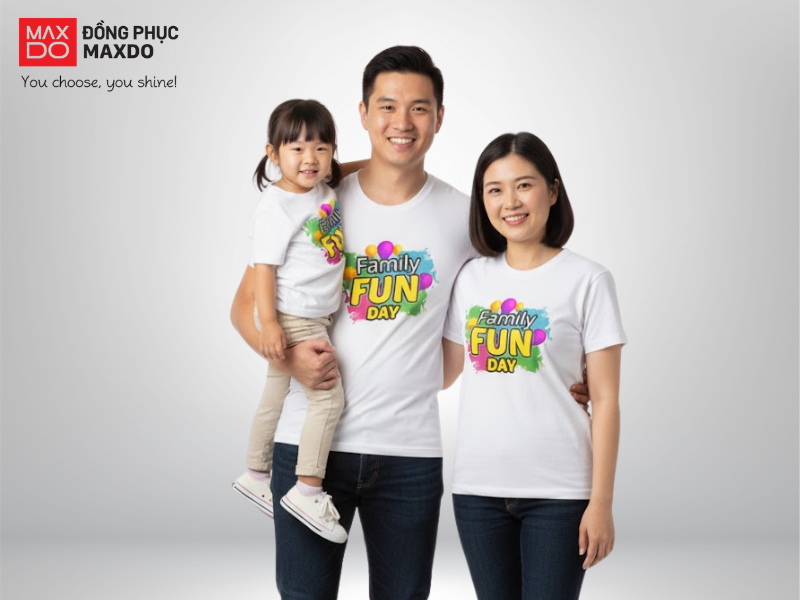 Mẫu áo đồng phục gia đình có thiết kế cổ tròn