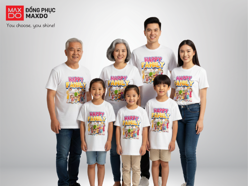 Mẫu áo đồng phục dành cho đại gia đình vào dịp kỷ niệm của ông bà