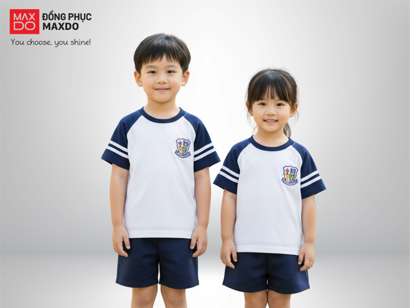 Mẫu áo thun đồng phục học sinh cổ tròn dành cho học sinh lớp mầm/cấp tiểu học