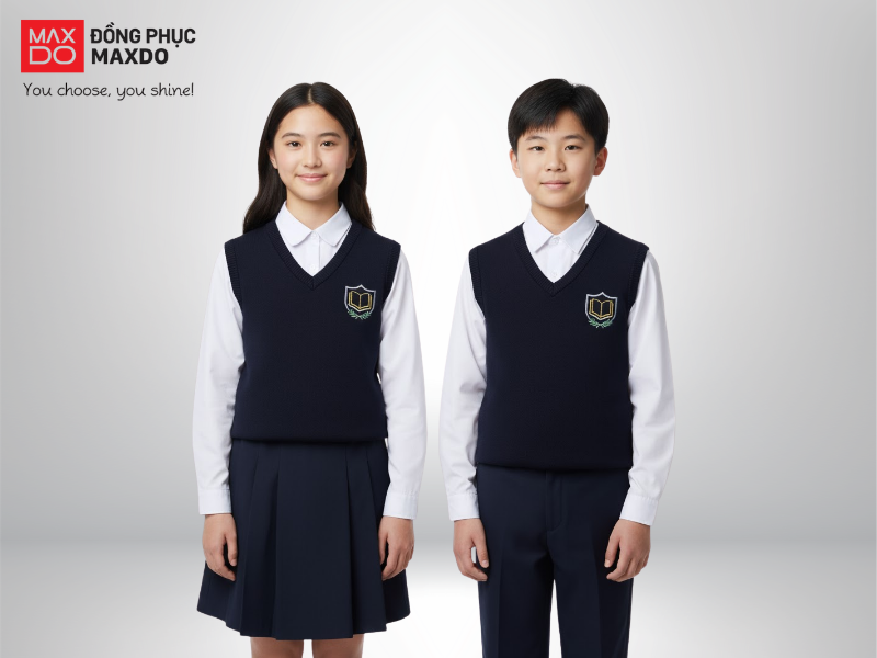 Mẫu đồng phục học sinh cấp 2 có áo gile 