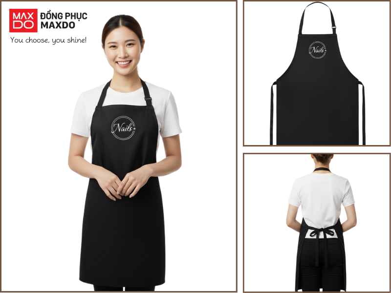 Mẫu tạp dề nail trơn màu đen