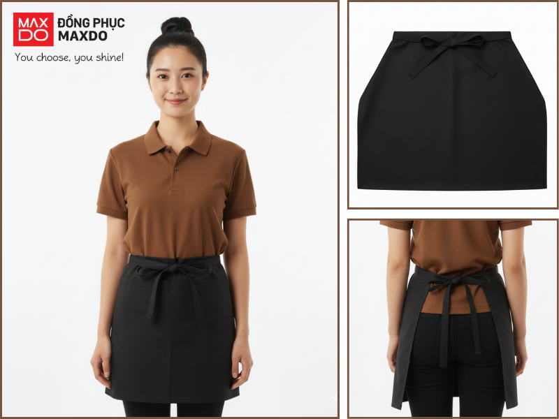 Mẫu tạp dề nail trơn chân dáng ngắn