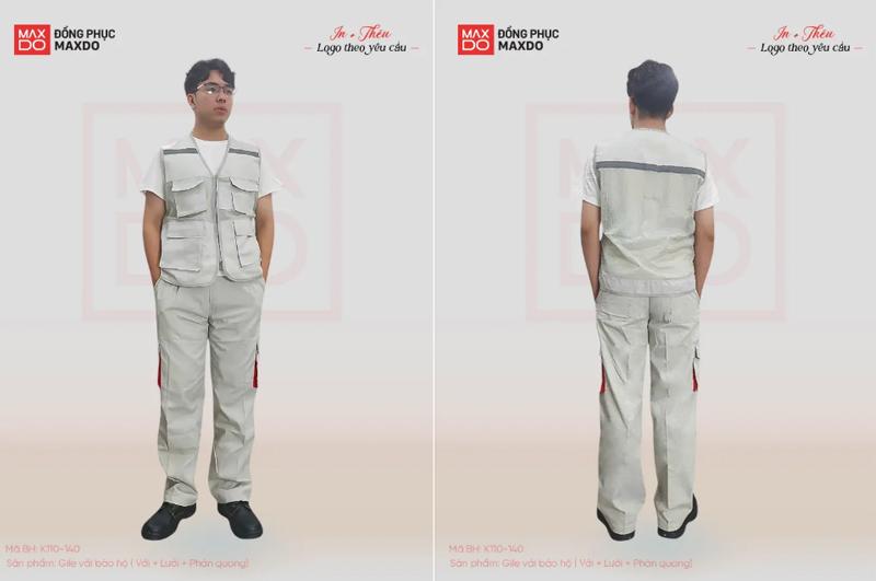 Thiết kế đặc trưng của dòng áo gile bảo hộ lao động.