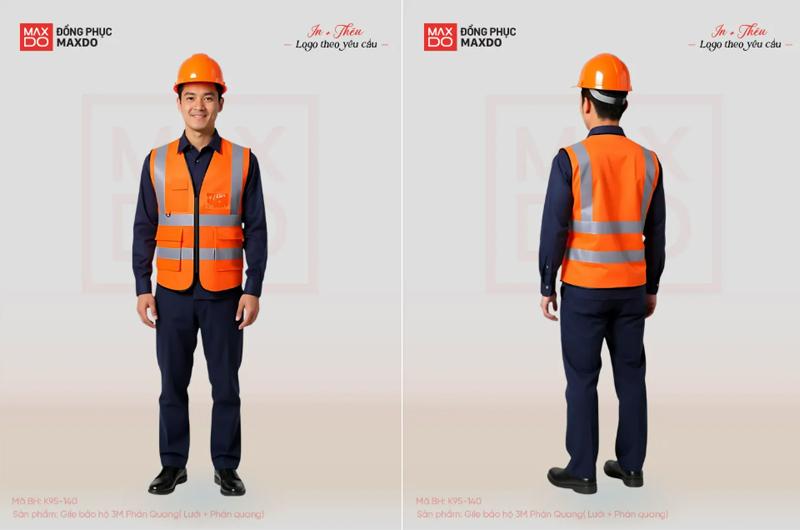 Mẫu áo gile phản quang cho kỹ sư màu cam.