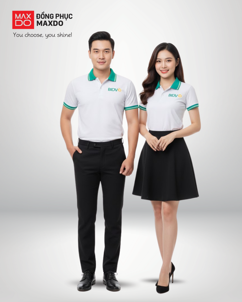 Mẫu đồng phục áo thun cổ polo của ngân hàng BIDV