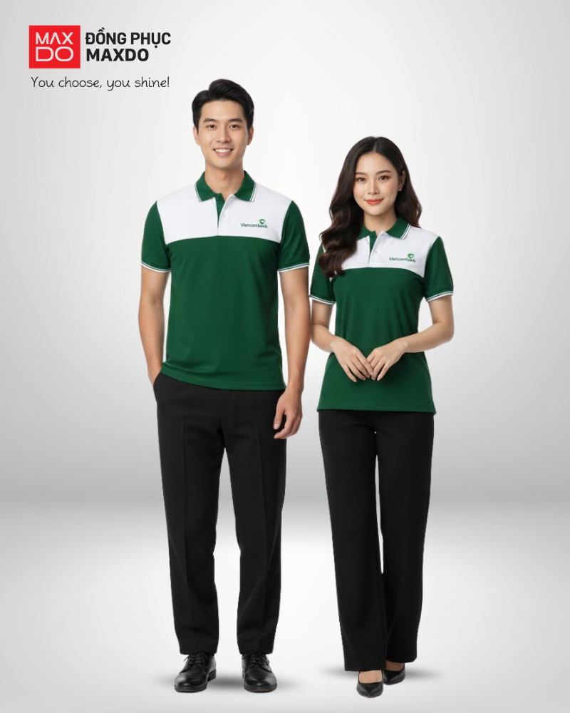 Mẫu đồng phục áo thun cổ polo của ngân hàng Vietcombank