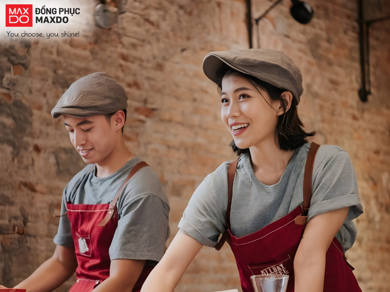 Đồng phục mũ đội quán cafe dạng mũ nồi (nguồn: All Day Coffee)