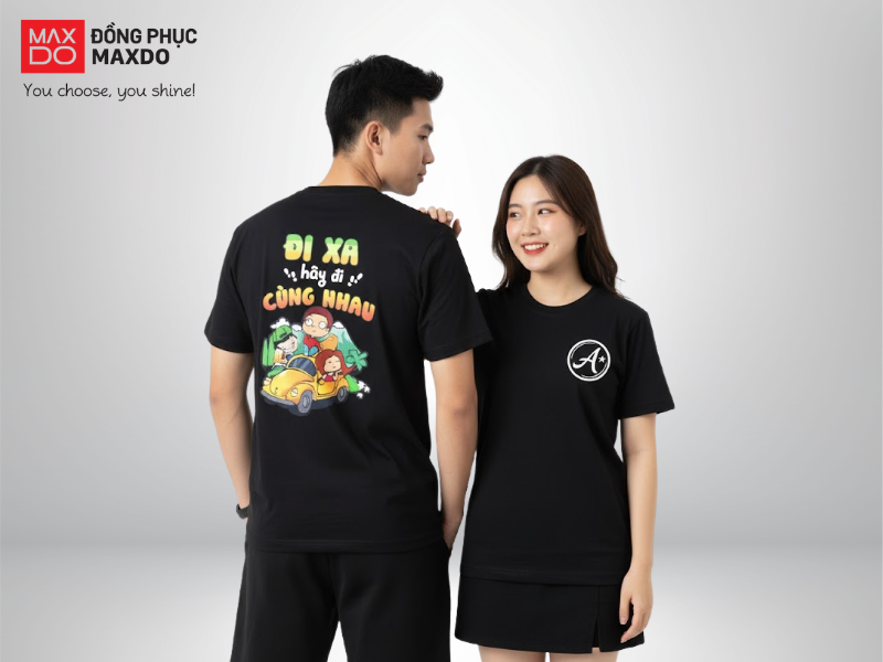 Đồng phục team building áo thun cổ tròn màu đen 