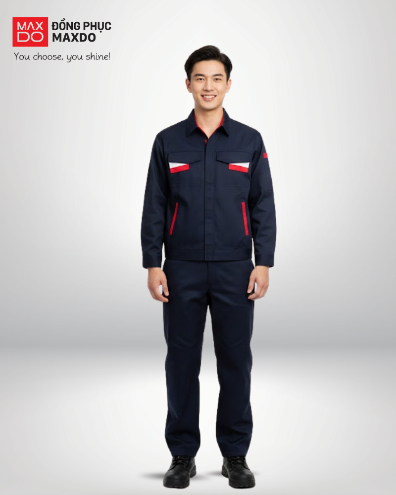 Mẫu quần áo bảo hộ dành cho kỹ sư xây dựng màu xanh navy