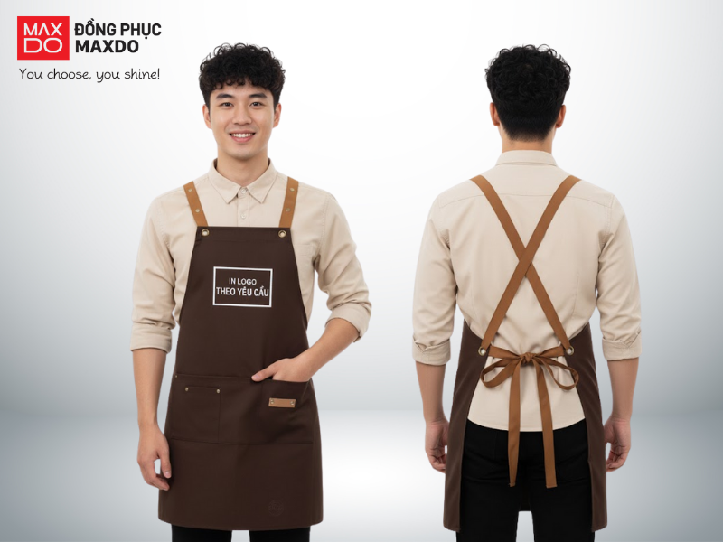 Mẫu tạp dề pha chế cho bartender có tông màu nâu