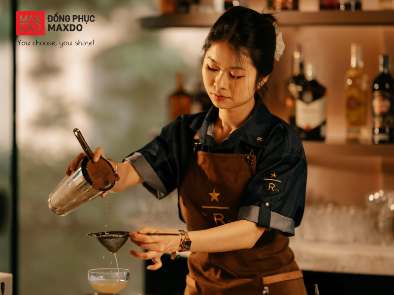 Tạp dề pha chế màu nâu dành cho bartender