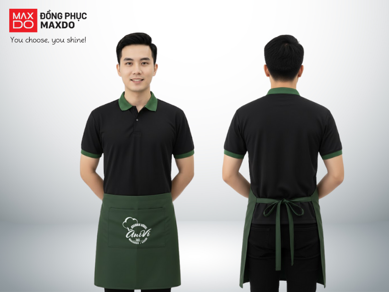 Mẫu tạp dề ngắn dành cho quán cafe, trà sữa 