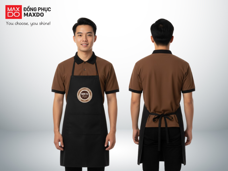 Mẫu tạp dề dành cho quán cafe, trà sữa màu đen
