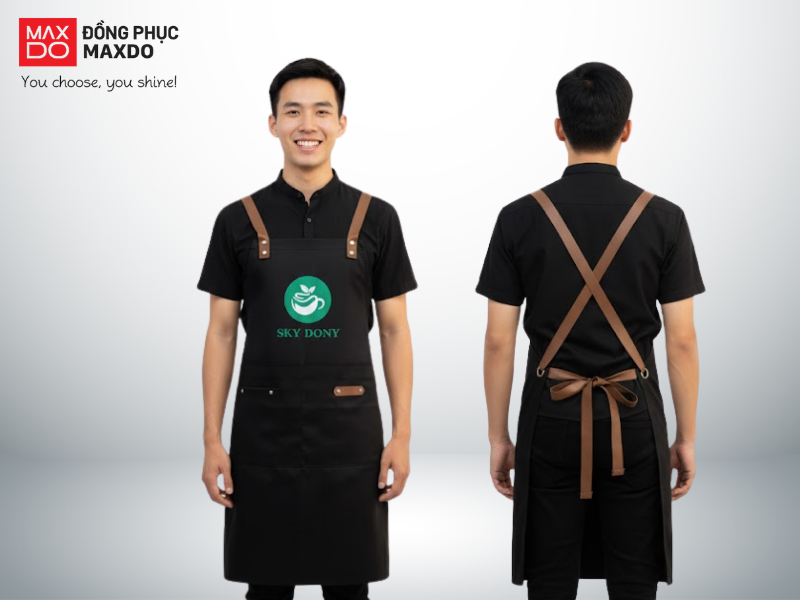 Mẫu tạp dề pha chế cho bartender màu đen