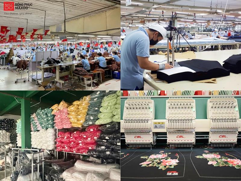 Cơ sở vật chất hiện đại với quy trình sản xuất khép kín của xưởng may Đồng phục MAXDO.