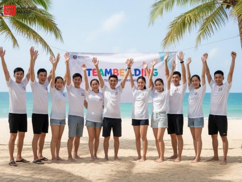 Áo thun cổ tròn thiết kế đơn giản mang tới cảm giác thoải mái khi vận động teambuilding.