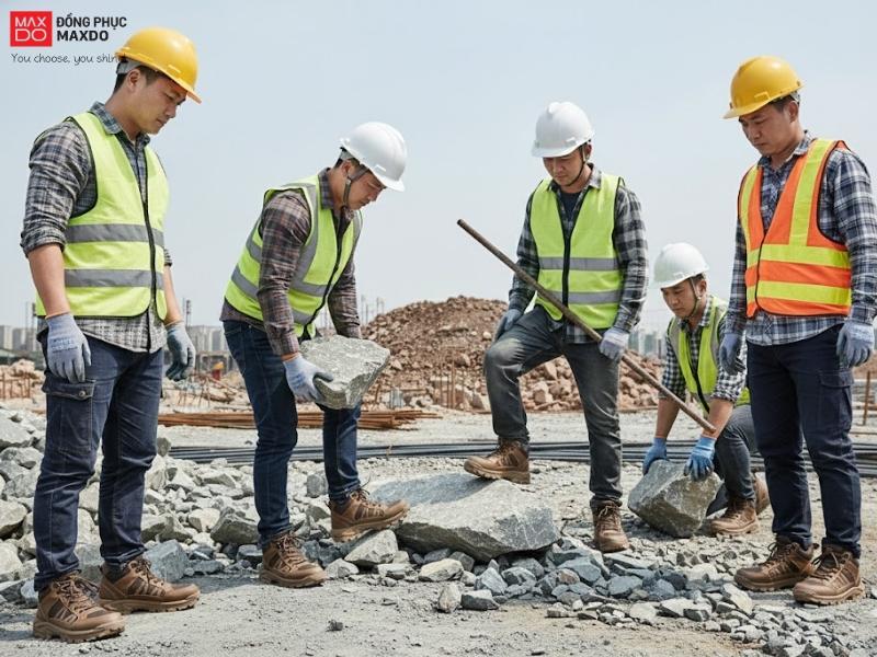 Giày bảo hộ lao động cho công nhân làm việc tại công trường xây dựng.