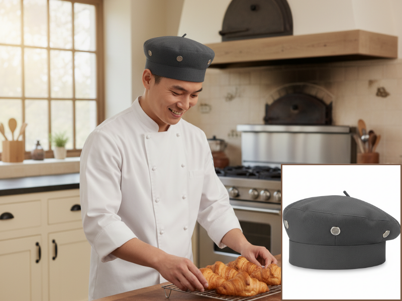 Mũ bếp Beret là lựa chọn phổ biến trong những mô hình ẩm thực mang phong cách châu Âu.