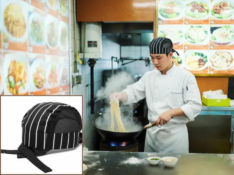 Mũ bếp Chef Wrap được đầu bếp tại các quán ăn đường phố ưa chuộng vì nhỏ gọn, tiện lợi.