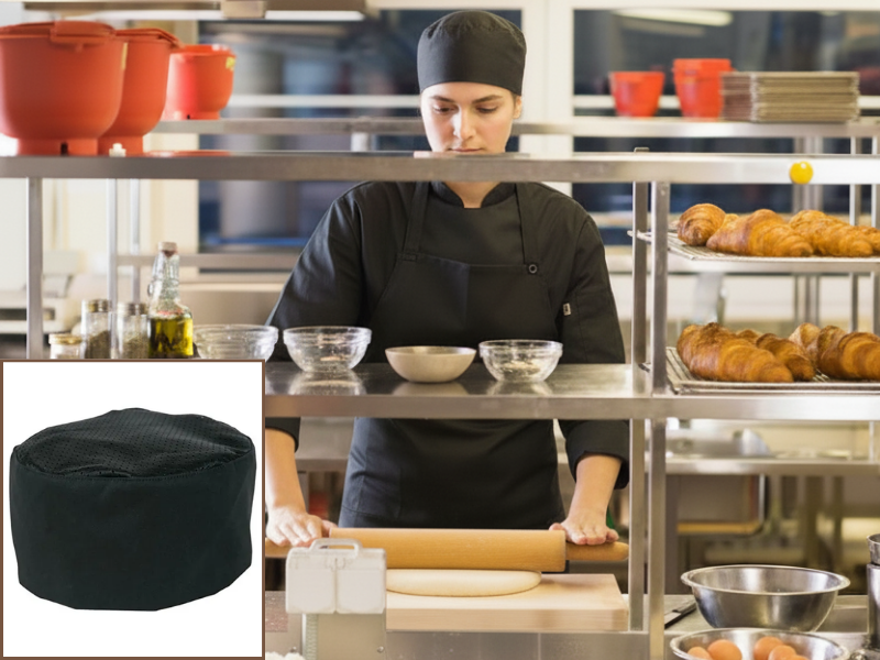 Mũ đầu bếp Skull thường được sử dụng tại khu vực bếp bánh hoặc các cơ sở sản xuất thực phẩm.