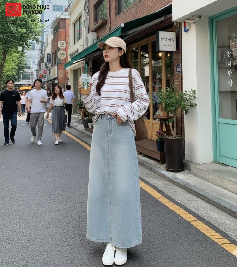 Một outfit phù hợp với giao mùa thu sang đông hoặc xuân sang hè. 