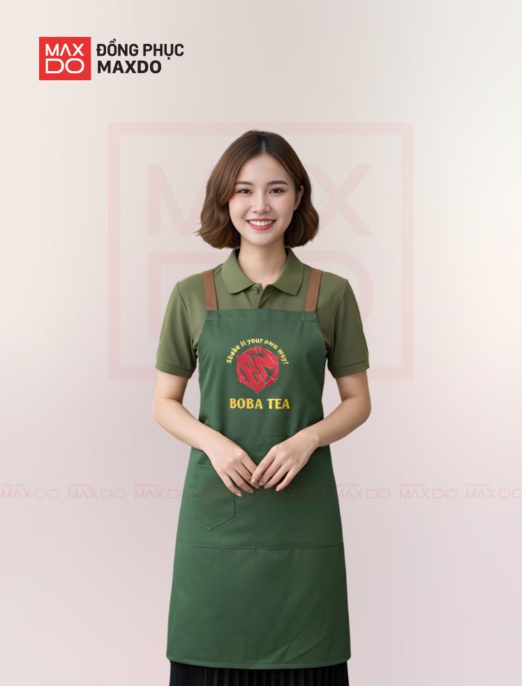 Tạp dề phục vụ có thiết kế túi nhỏ để hỗ trợ nhân viên phục vụ.  