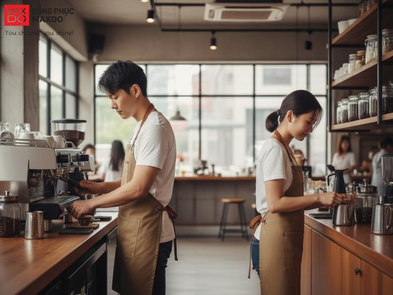 Tạp dề có tác dụng bảo vệ nhân viên pha chế tránh được các vết bẩn bắn vào quần áo.